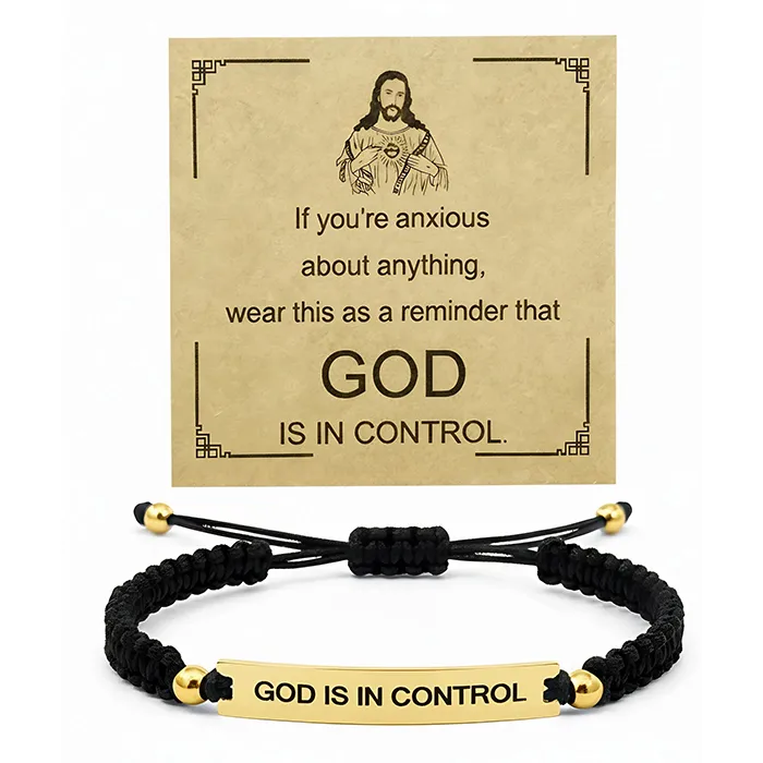 กำไลข้อมือถักสายไนลอน สลักข้อความ