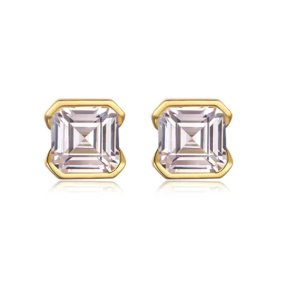 ต่างหูเงินแท้ 925 โมอีส Asscher หรูหรา