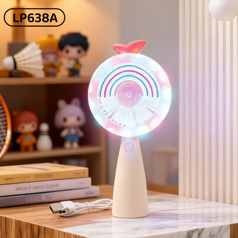 พัดลมพกพา USB มีไฟ LED ลายการ์ตูน