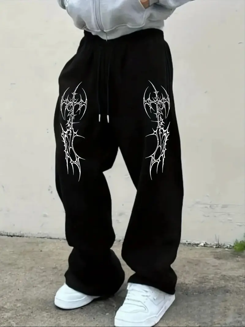 กางเกงทรงหลวมลายโกธิค ใส่ได้ทุกเพศ